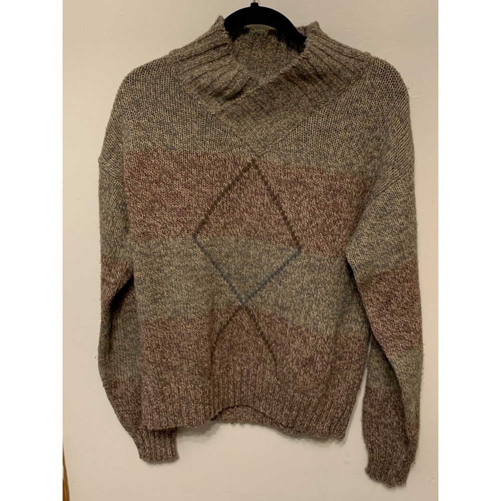 Fresh Squeeze Seattle Washington Vintage‎ Argyle Mock Neck Sweater